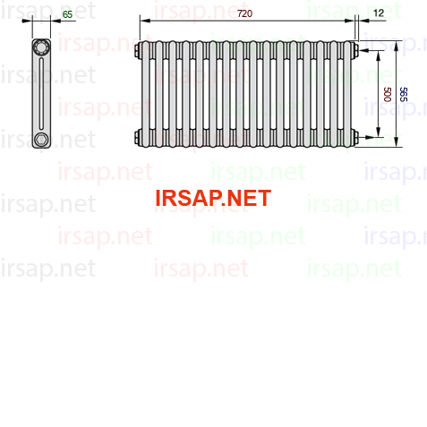 чертеж радиатора Irsap Tesi 20565-1620565-16-30-01